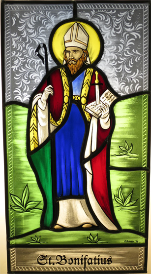 Glasmalerei/Glasbild Heiliger Bonifatius