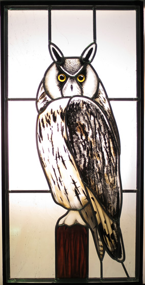 Glasmalerei/Glasbild Eule in Isolierverglasung